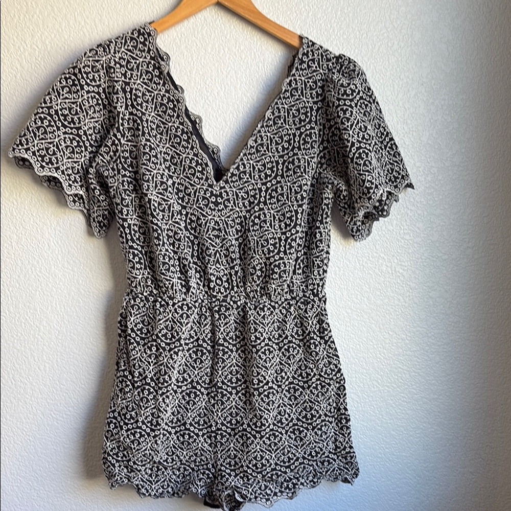 Express Black and White Floral Romper